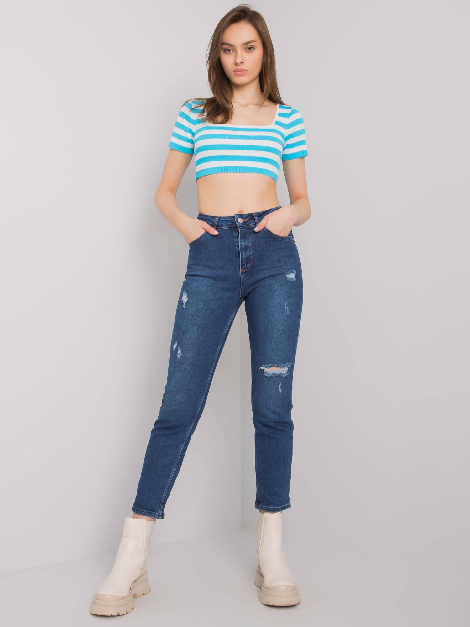 Tmavo modré dámske džínsy MR-SP-5338.17-dark blue Veľkosť: 34