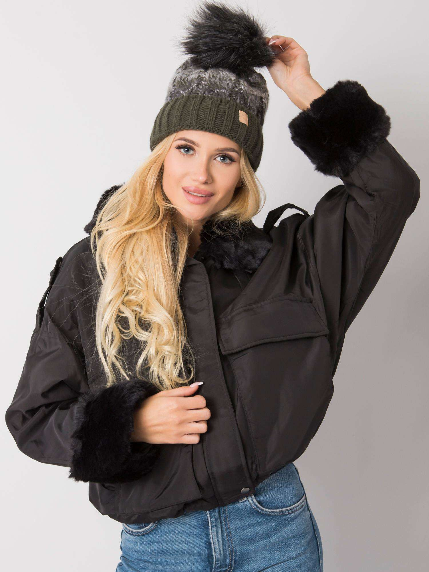 Khaki zimné čiapky s chlpatým brmbolcom -JK-SK-26.23X-khaki [zul] Veľkosť: ONE SIZE