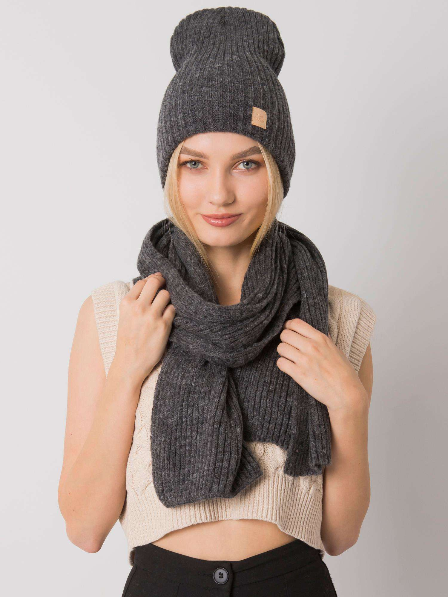 Tmavo sivá sada šálu a čiapky JK-KMPL-36.22X-dark grey Veľkosť: ONE SIZE