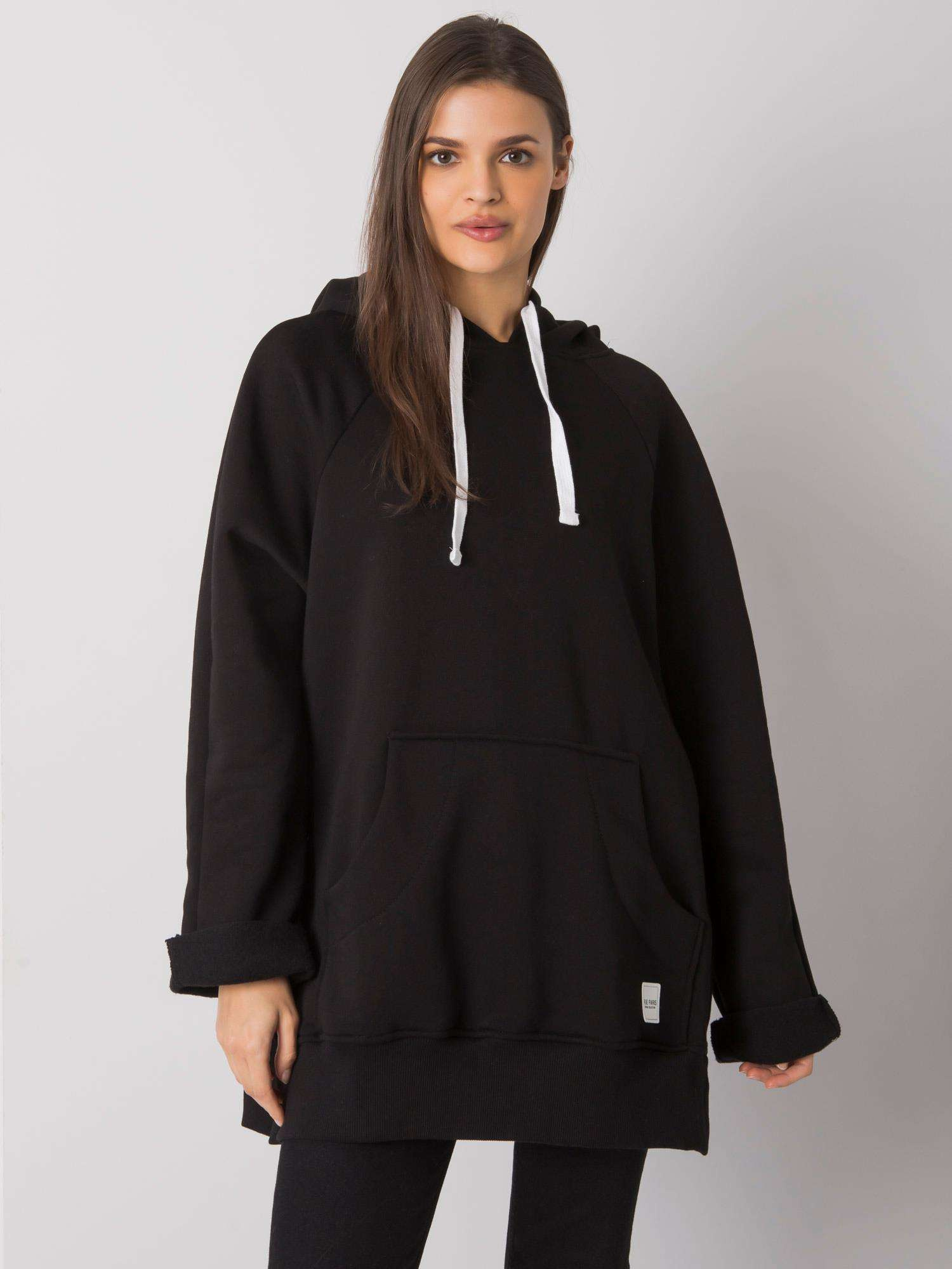 Čierna dámska mikina s kapucňou -RV-BL-7371.00P-black Veľkosť: S/M