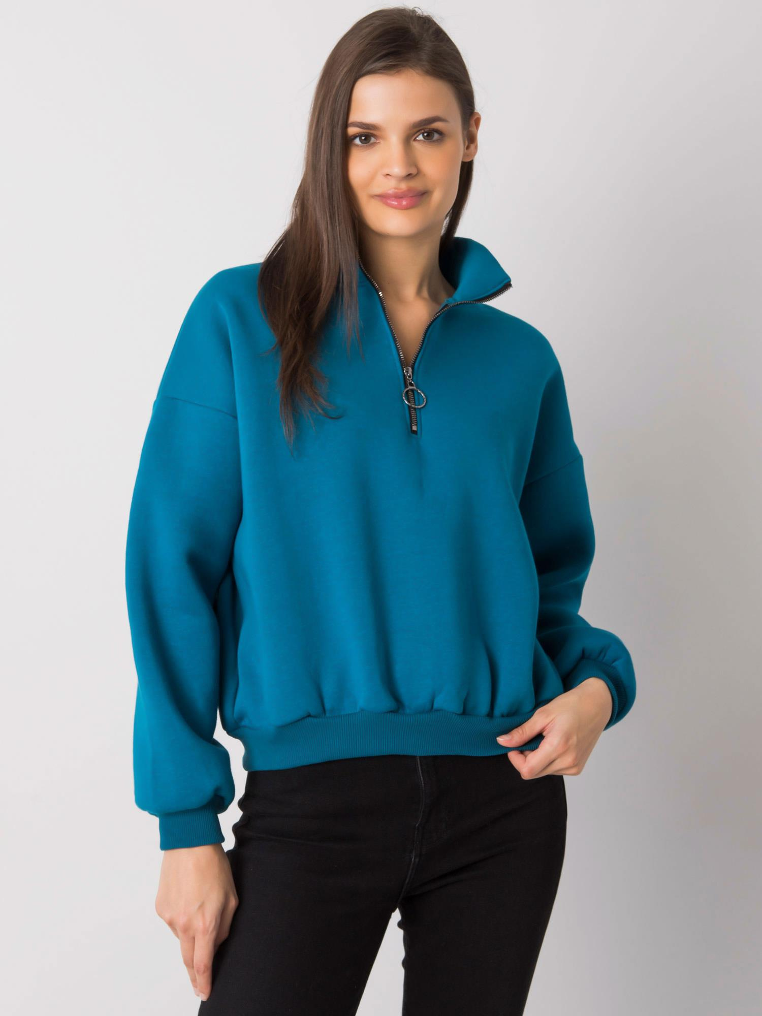 Modrá dámska mikina bez kapucne -RV-BL-7257.70-blue Veľkosť: S/M