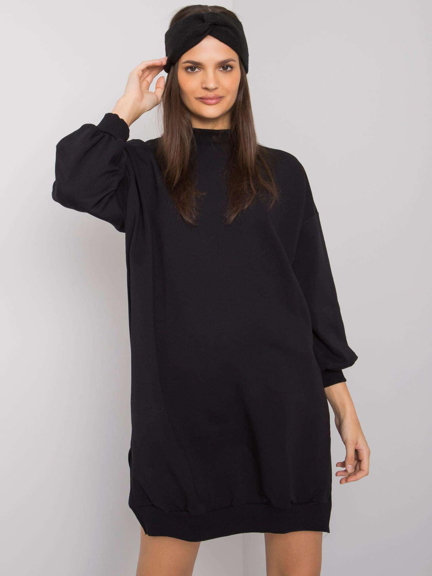 Čierne dámske mikinové šaty RV-SK-7207.03-black Veľkosť: L/XL