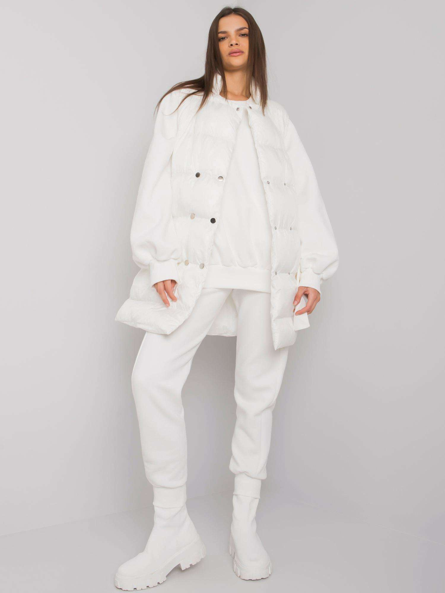 Smotanový dámsky komplet teplákovky a vesty -EM-KMPL-646.96P-ecru Veľkosť: S/M