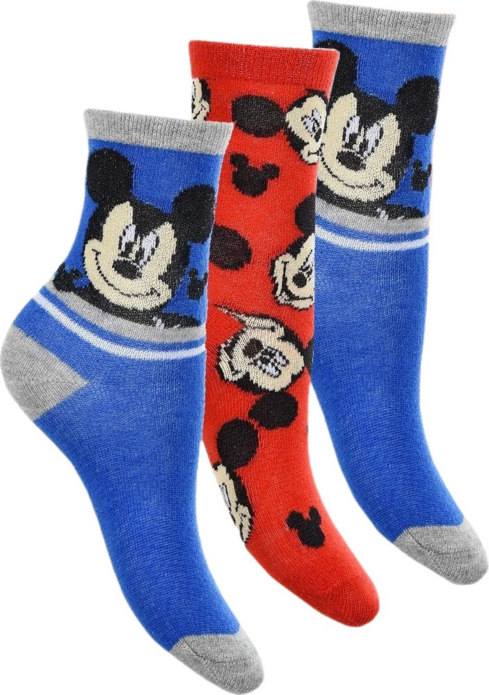 Chlapčenská súprava ponožiek Mickey Mouse - modrá-červená-modrá Veľkosť: 27/30