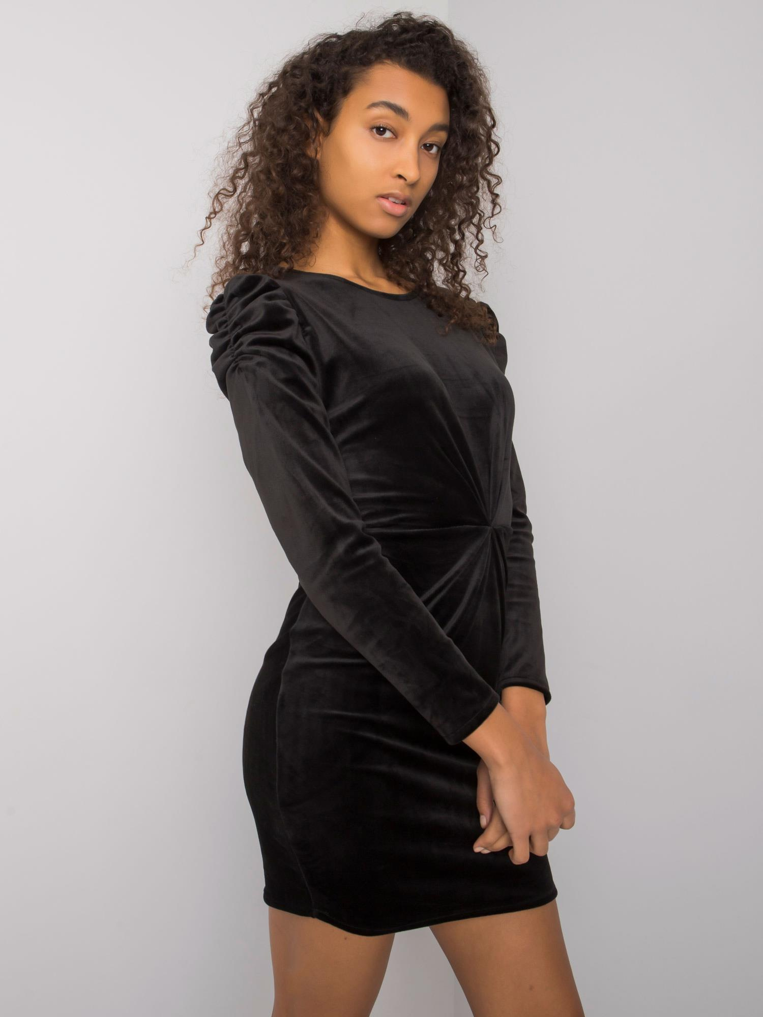 Čierne velúrové mini šaty WN-SK-H614.34X-black Veľkosť: XL
