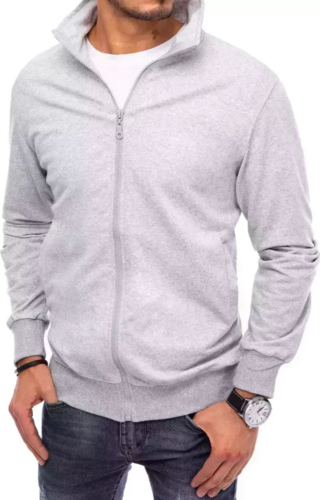 Svetlo sivá basic mikina na zips BX5085 Veľkosť: L