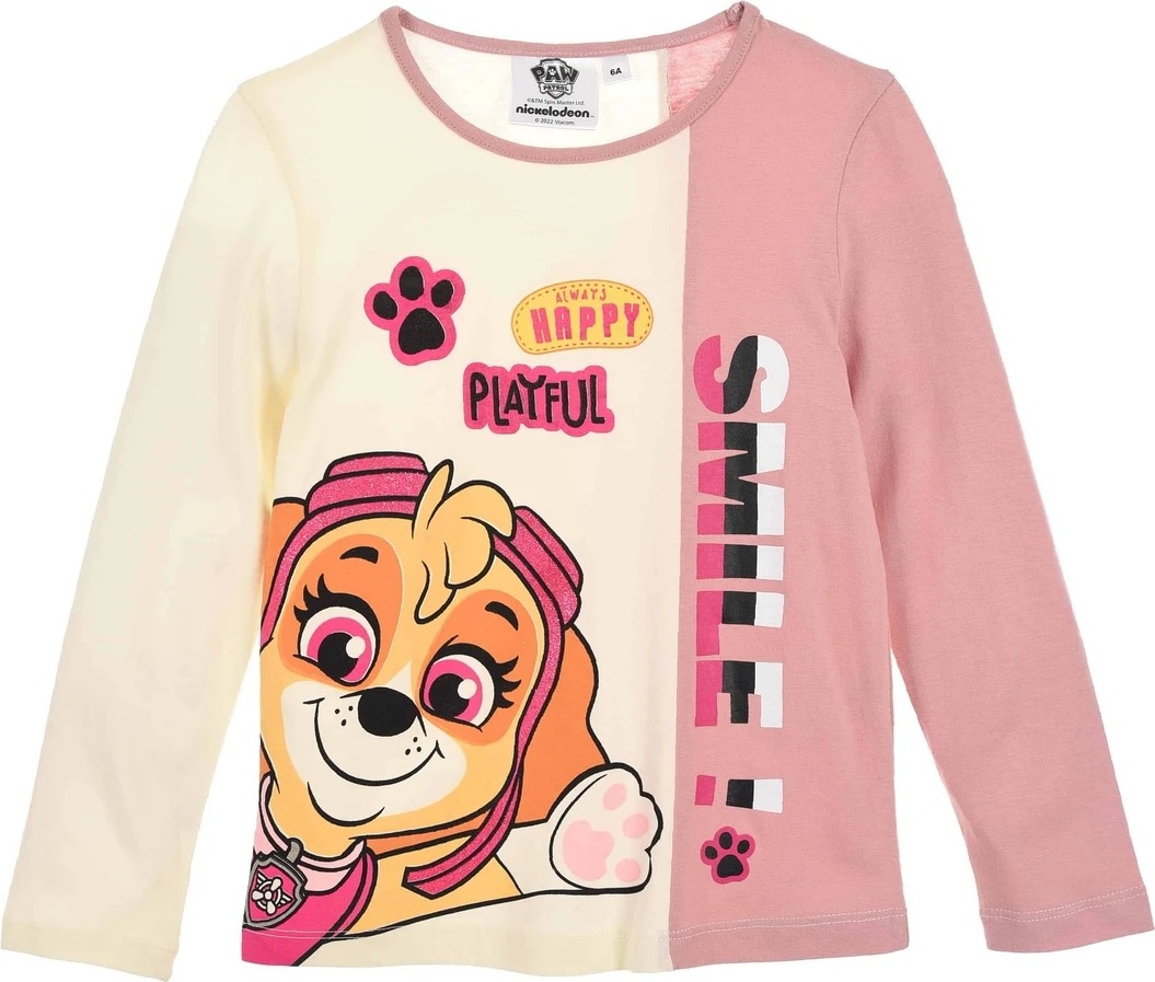 Ružovo-krémové tričko pre dievčatá Paw Patrol Veľkosť: 98