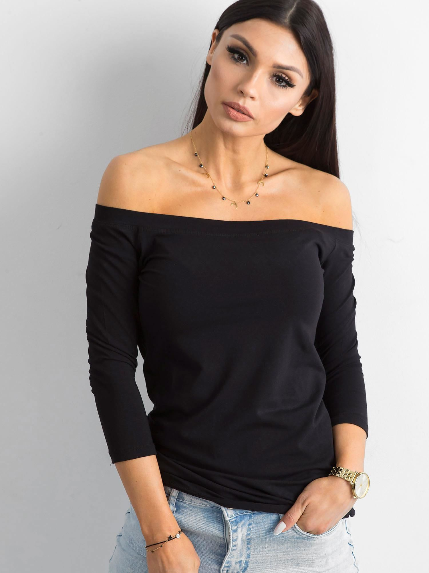 Dámsky čierny top s odhalenými ramenami RV-BZ-4692.42-black Veľkosť: L