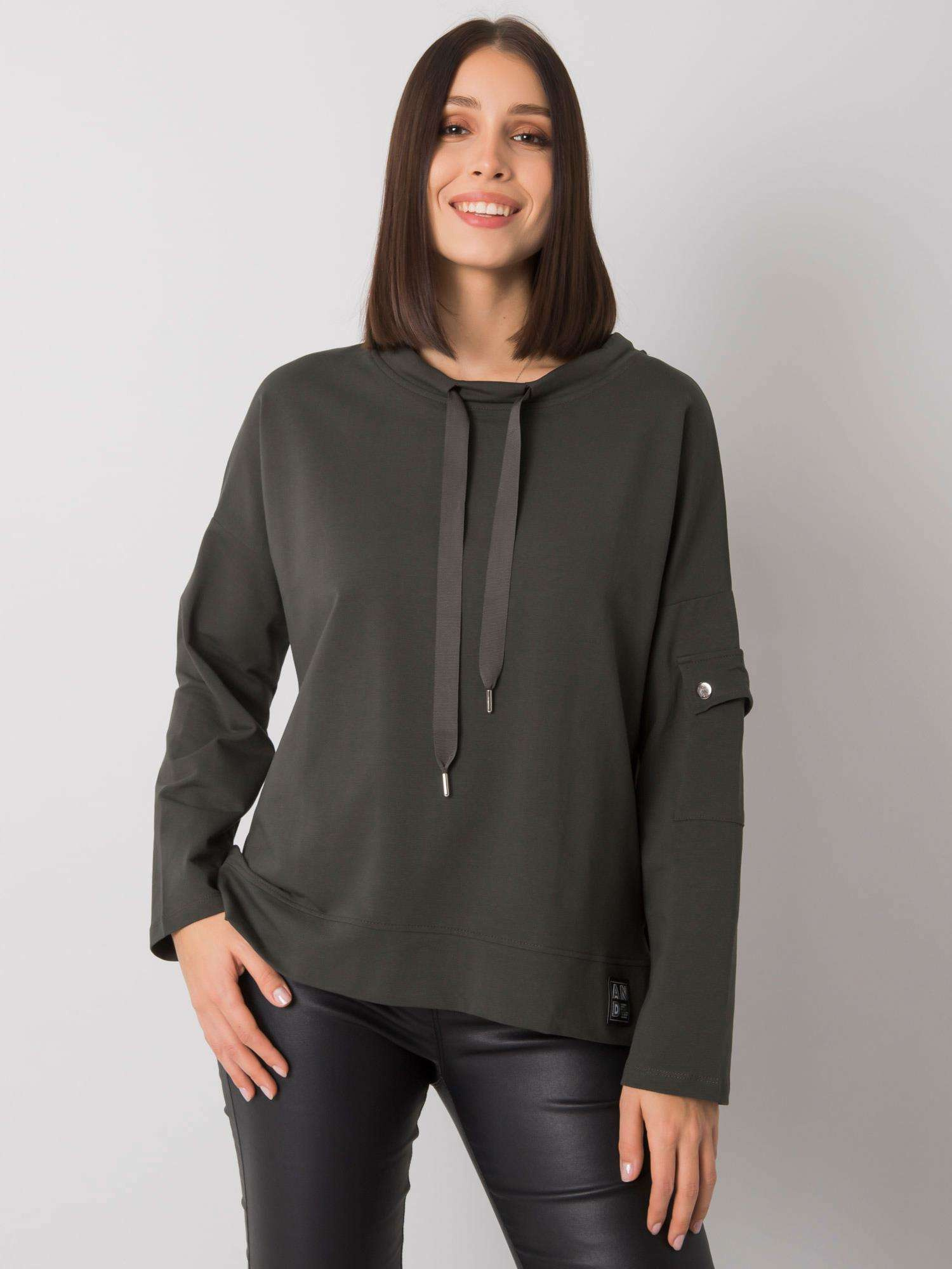 Khaki dámska mikina bez kapucne RV-BZ-7228.64-khaki Veľkosť: ONE SIZE