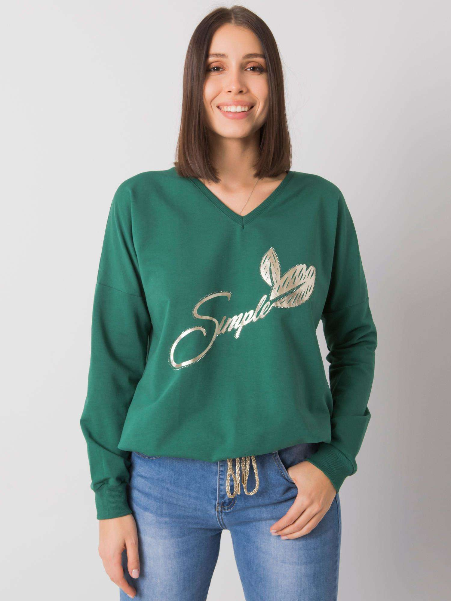 Tmavo zelené dámske tričko s potlačou RV-BZ-7276.77-dark green Veľkosť: ONE SIZE
