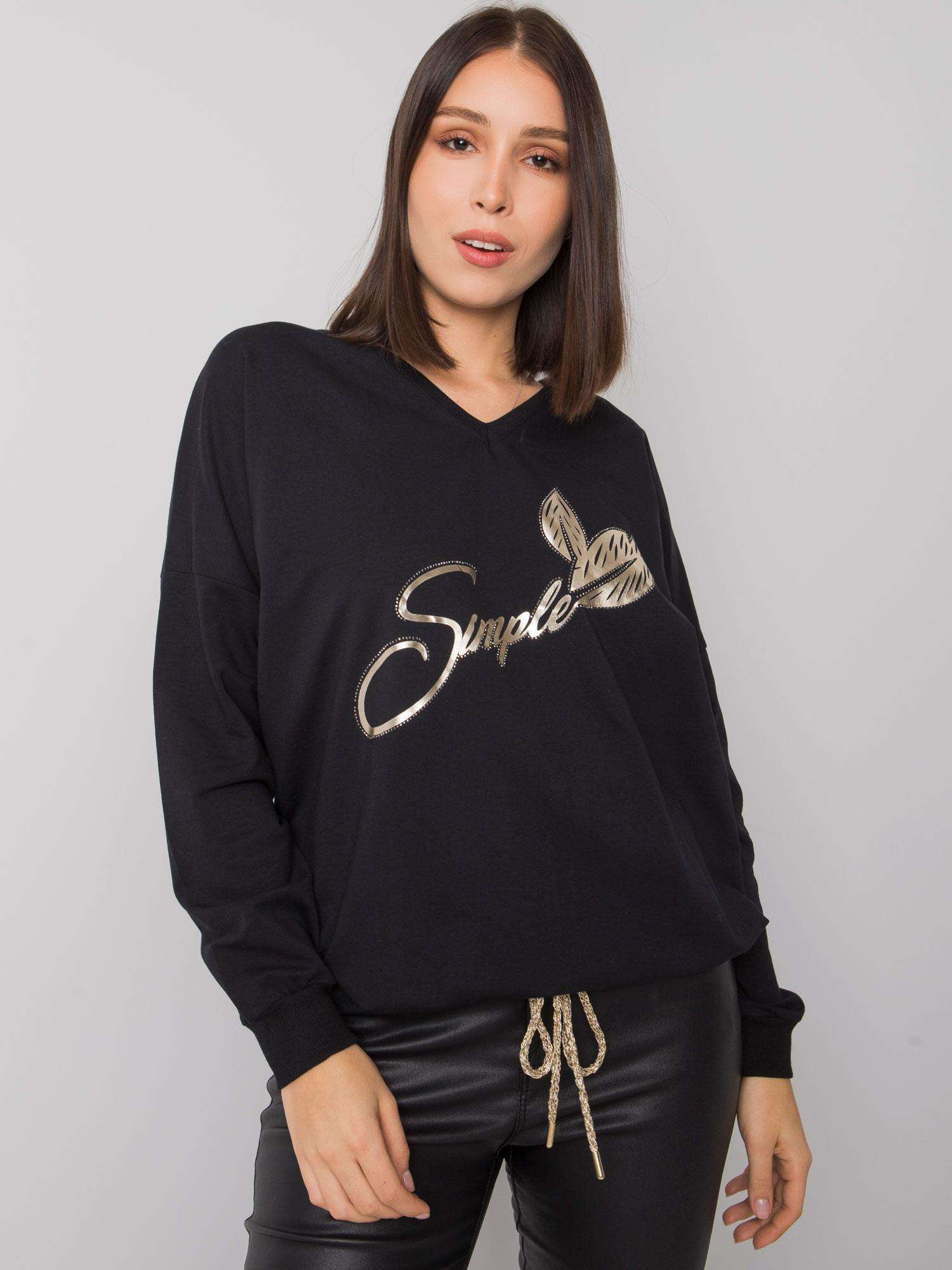 Čierne dámske tričko s potlačou RV-BZ-7276.77-black Veľkosť: ONE SIZE