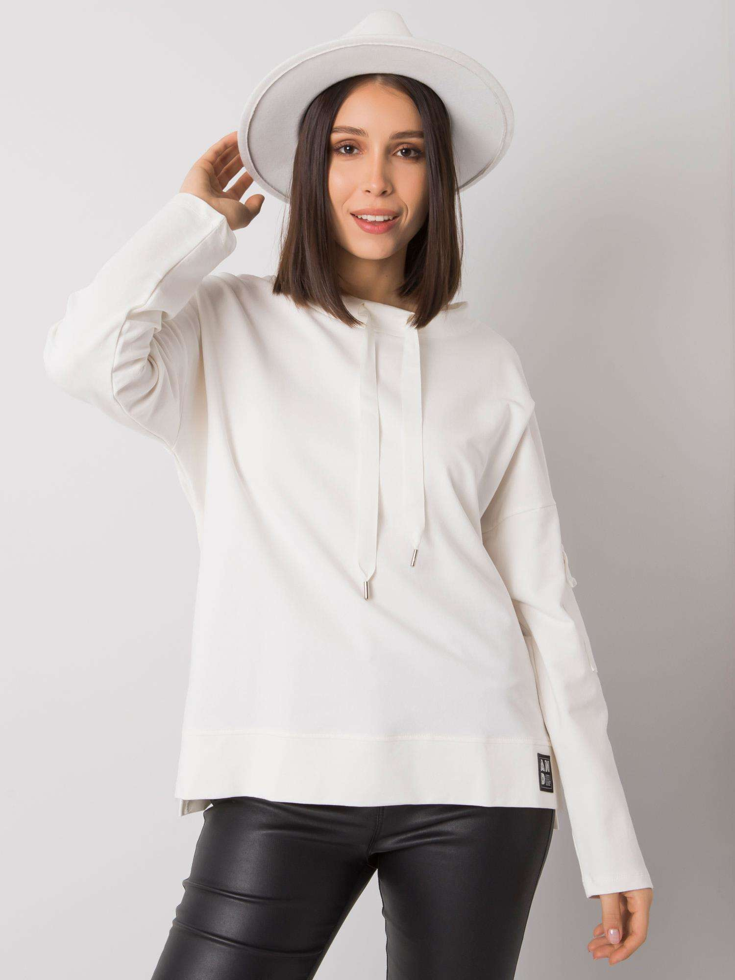 Smotanová dámska mikina bez kapucne RV-BZ-7228.64-ecru Veľkosť: ONE SIZE