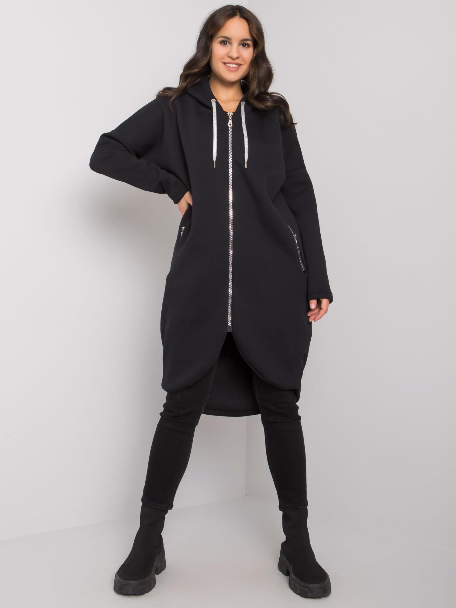 Čierna dámska dlhá mikina na zips RV-BL-5775.17X-black Veľkosť: S/M