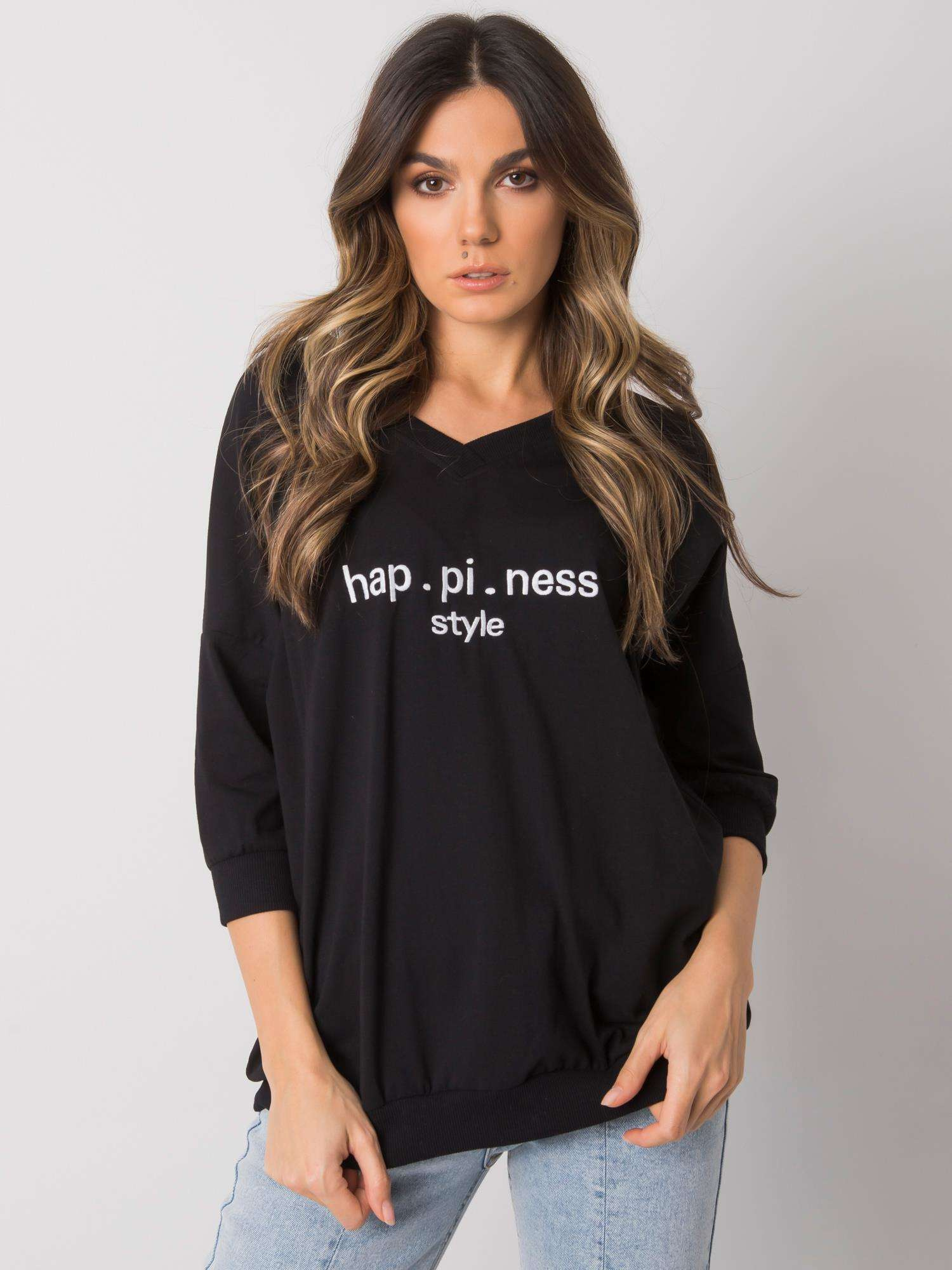 Čierna dámska mikina s nápisom RV-BL-7328.19-black Veľkosť: L/XL
