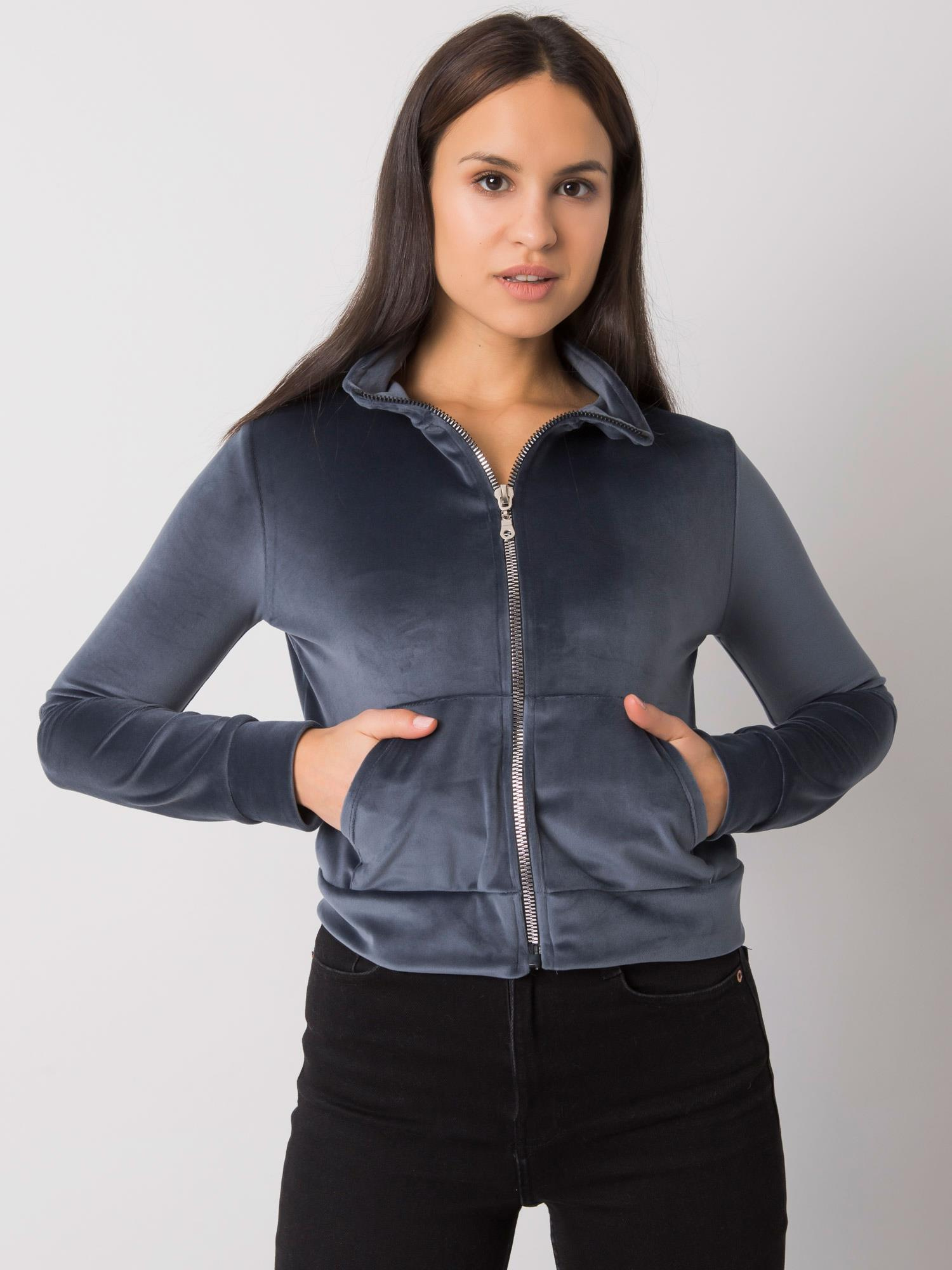 Tmavo sivá velúrová mikina Charlie RV-BL-7303.98P-dark grey Veľkosť: L/XL