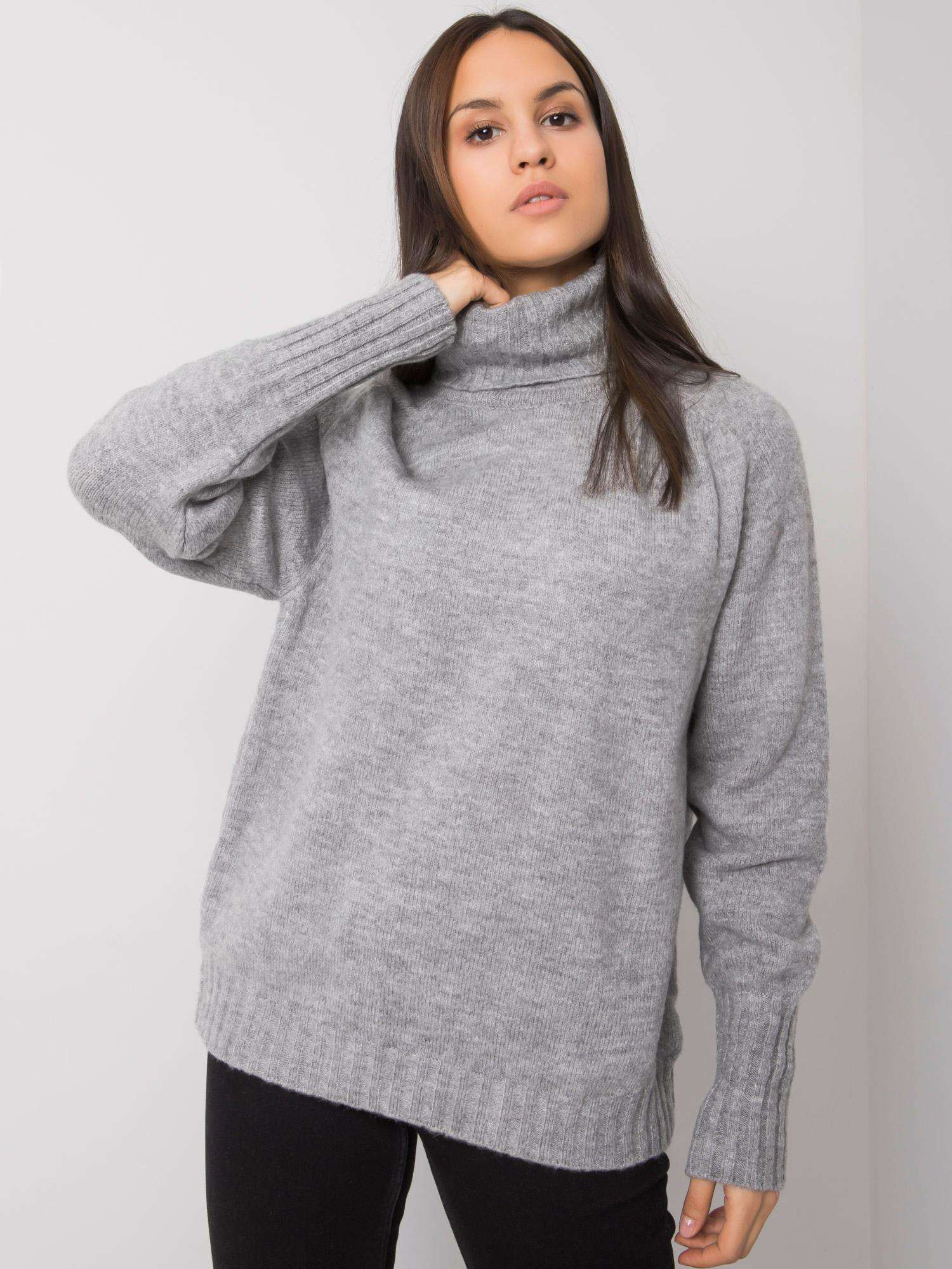 Sivý sveter Tiyarna s raglánovými rukávmi a rolákom LC-SW-0173.93P-grey Veľkosť: ONE SIZE