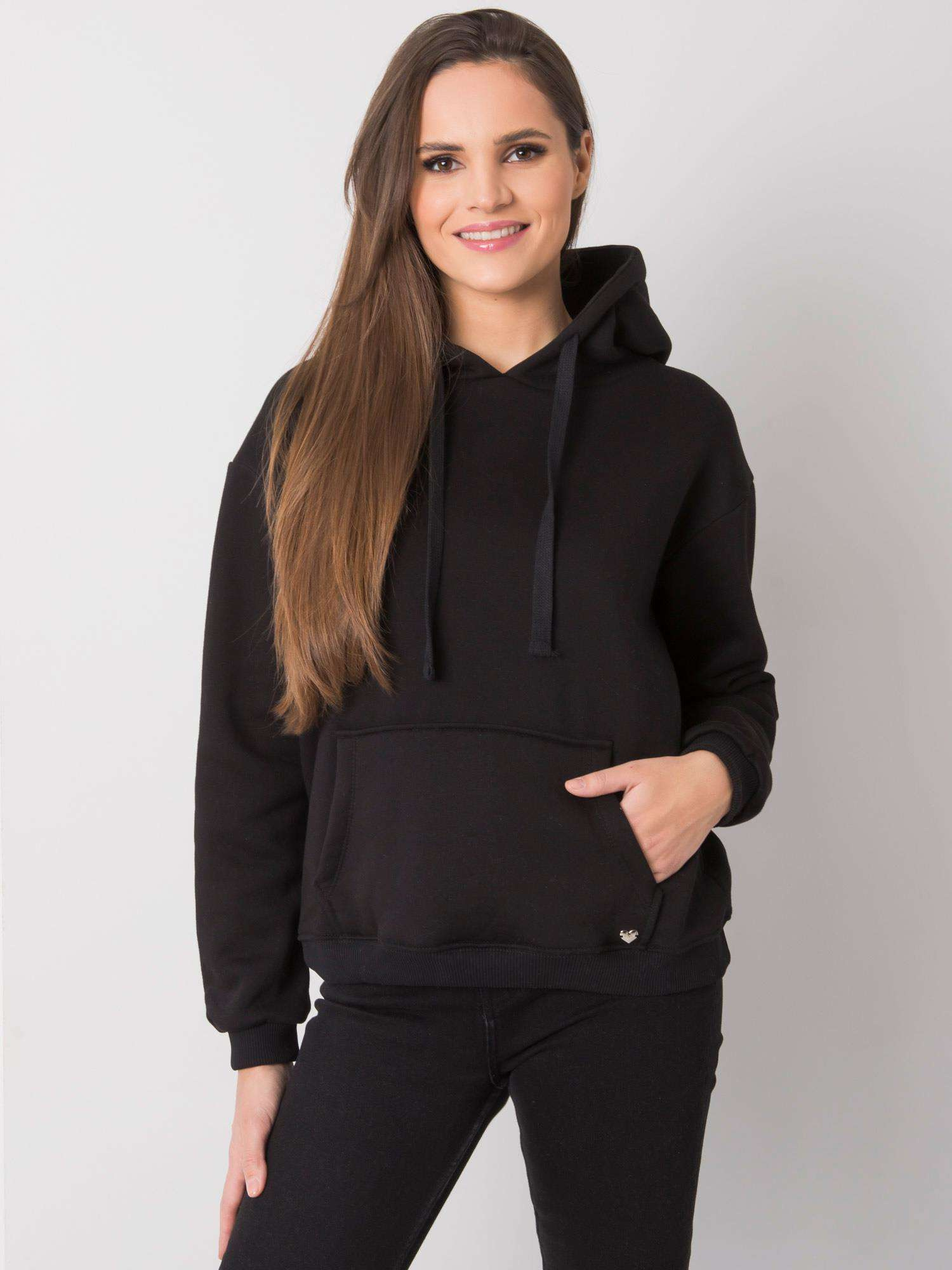 Čierna dámska mikina s kapucňou RV-BL-7306.41-black Veľkosť: L/XL