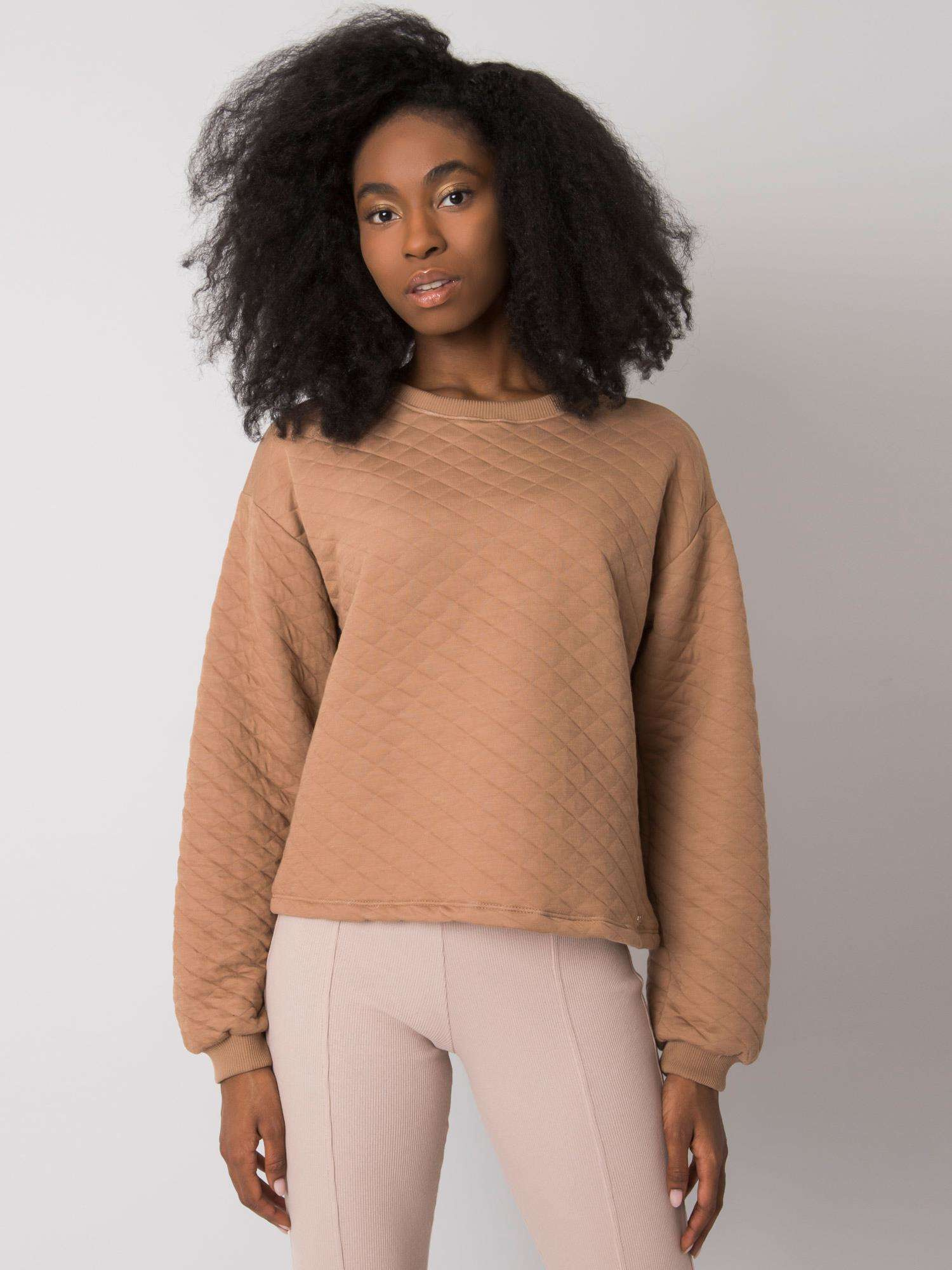 Svetlohnedá dámska prešívaná mikina RV-BL-7446.99-camel Veľkosť: S/M