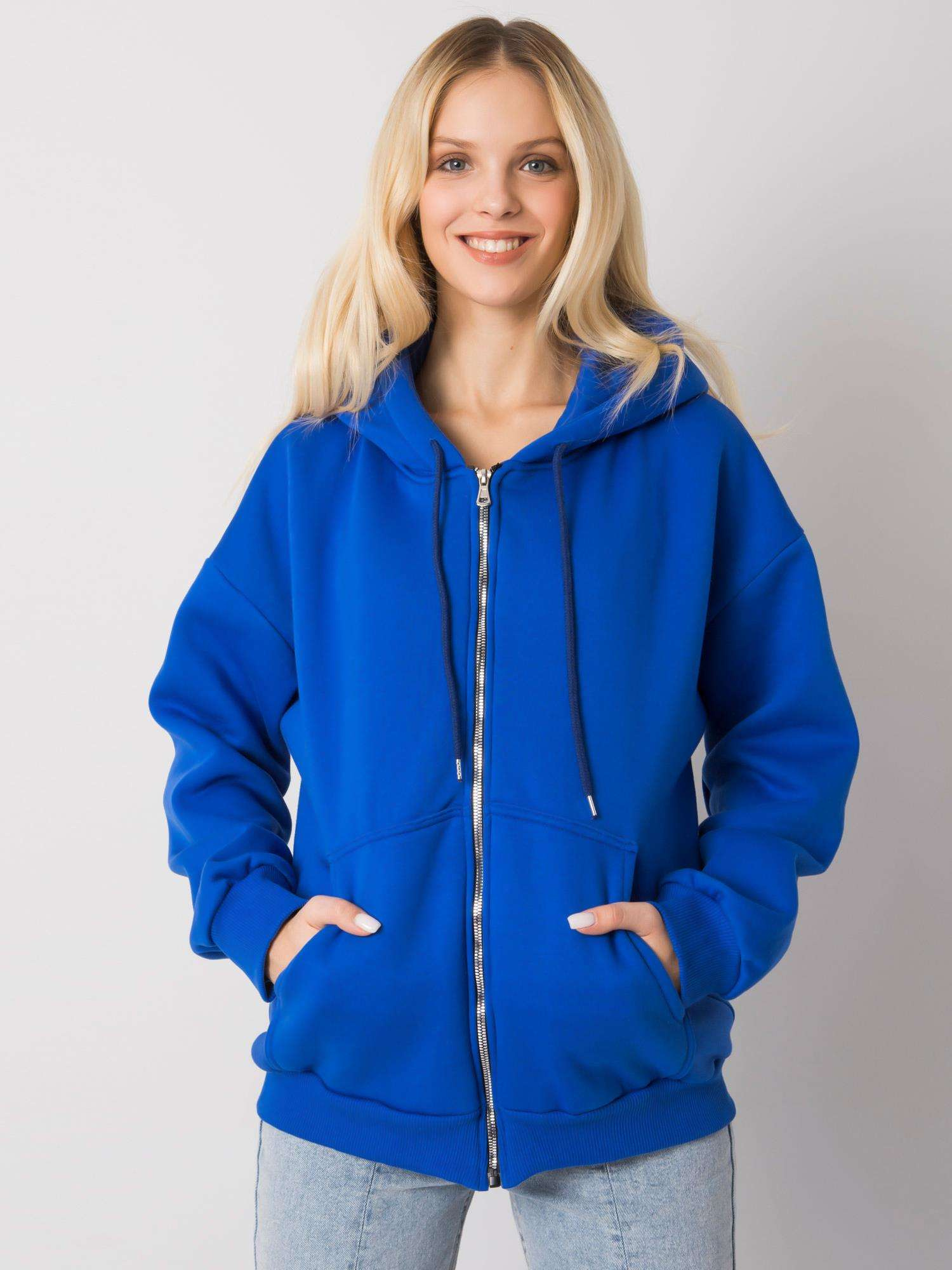 Modrá dámska mikina na zips EM-BL-706.13X-blue Veľkosť: L/XL