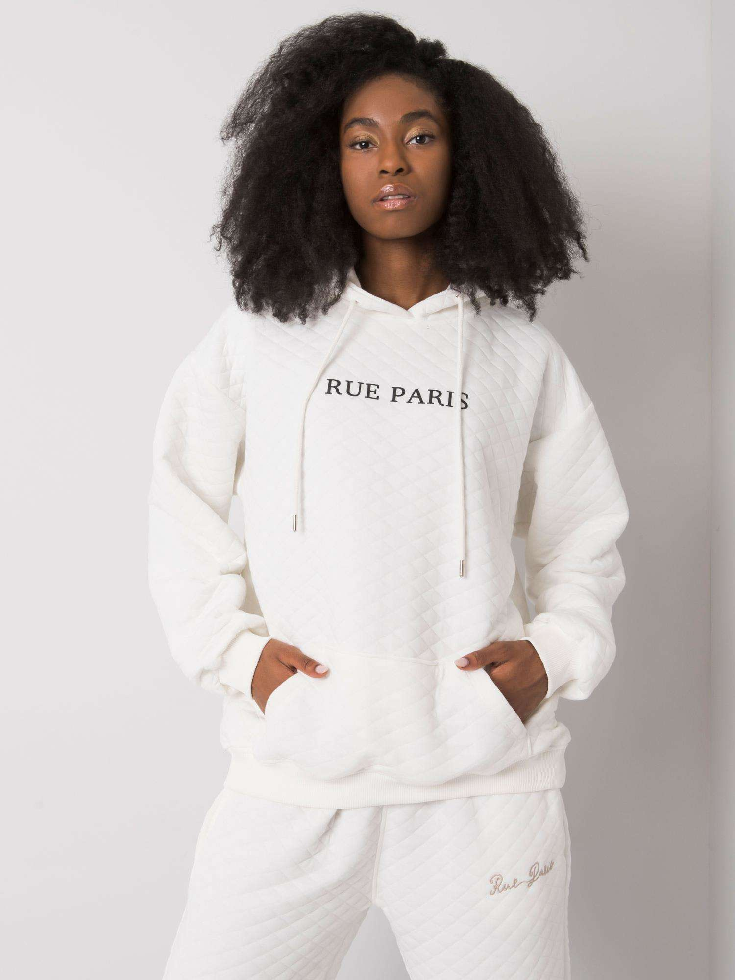 Smotanová dámska prešívaná mikina s kapucňou RV-BL-7452.16-ecru Veľkosť: L/XL