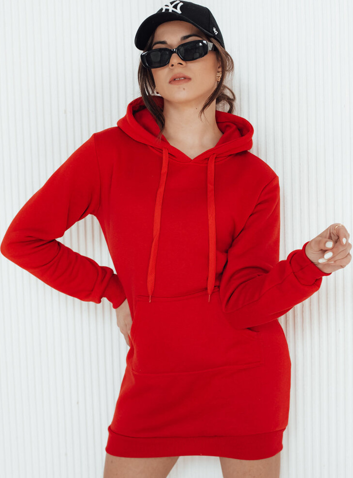 Červené dámske mikinové šaty EY1935 Veľkosť: S