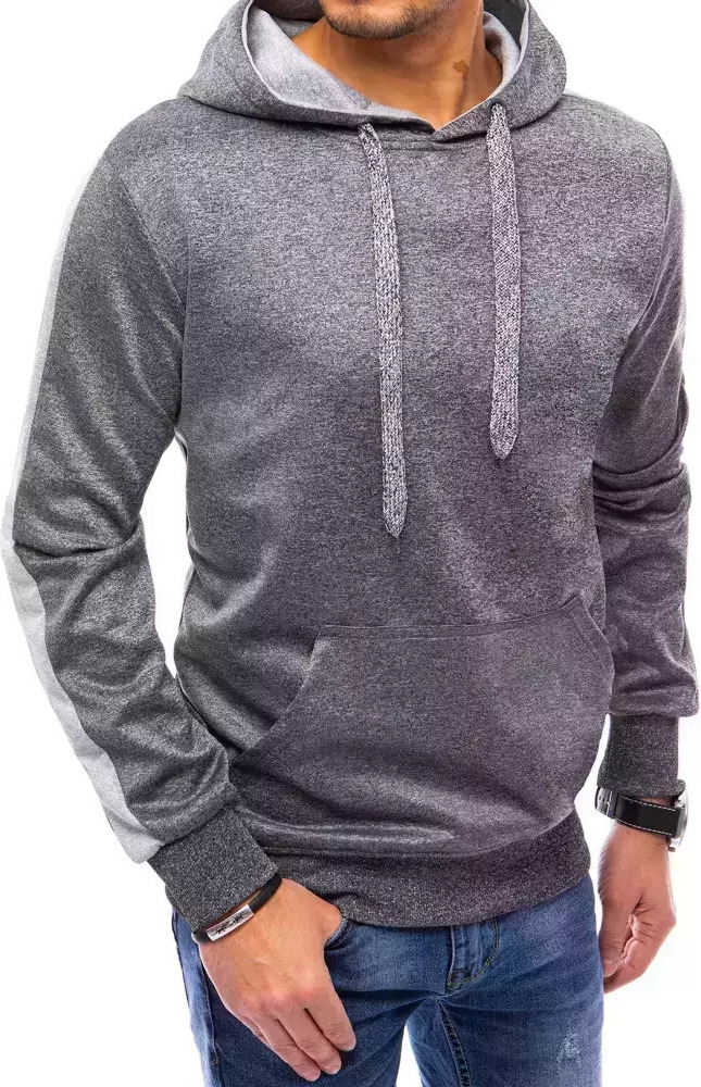 Tmavosivá pánska mikina s pruhom na rukávoch BX5122 Veľkosť: M