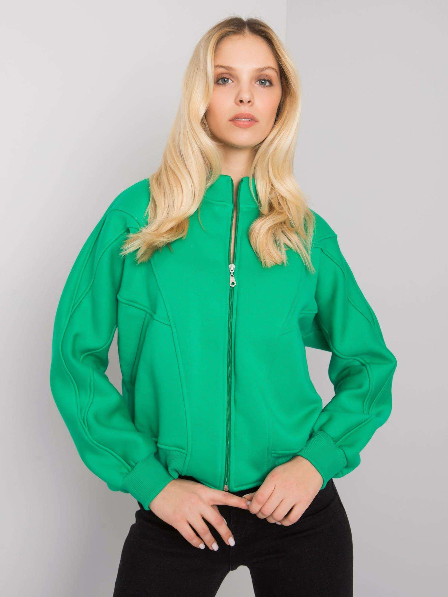 Zelená prešívaná mikina Emma so zapínaním na zips EM-BL-703.17-green Veľkosť: S/M