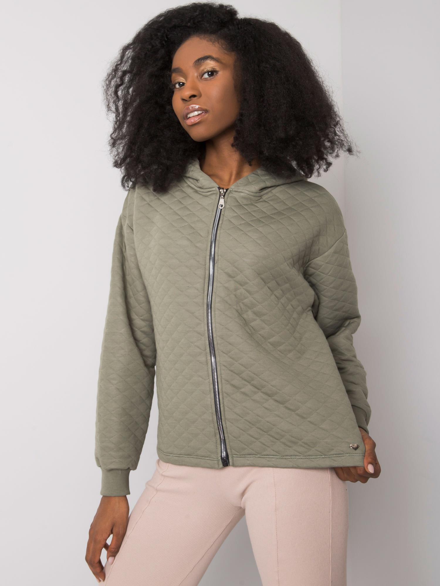 Khaki prešívaná mikina Melanie s kapucňou RV-BL-7449.66-khaki Veľkosť: L/XL