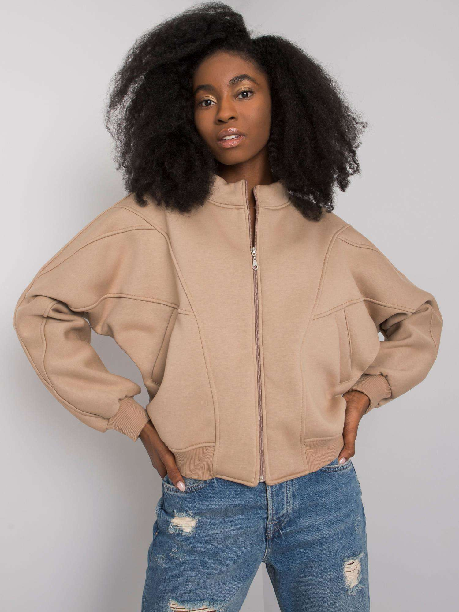 Béžová prešívaná mikina Emma so zapínaním na zips EM-BL-703.17-beige Veľkosť: L/XL