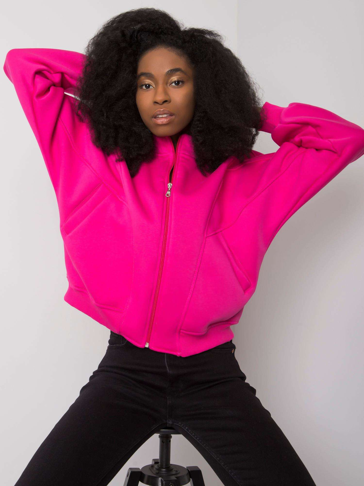 Fuchsiová prešívaná mikina Emma so zapínaním na zips EM-BL-703.17-fuchsia pink Veľkosť: L/XL