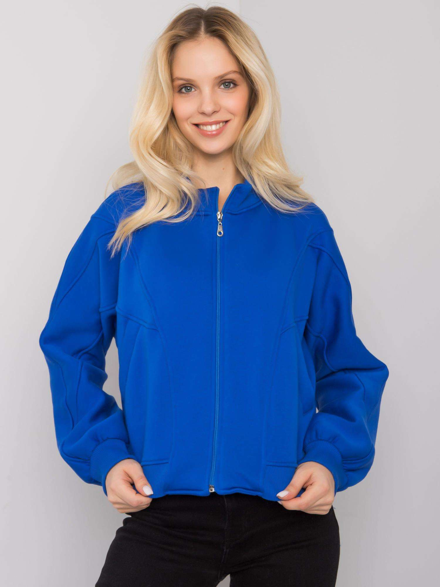 Kobaltová prešívaná mikina Emma so zapínaním na zips EM-BL-703.17-cobalt blue Veľkosť: S/M