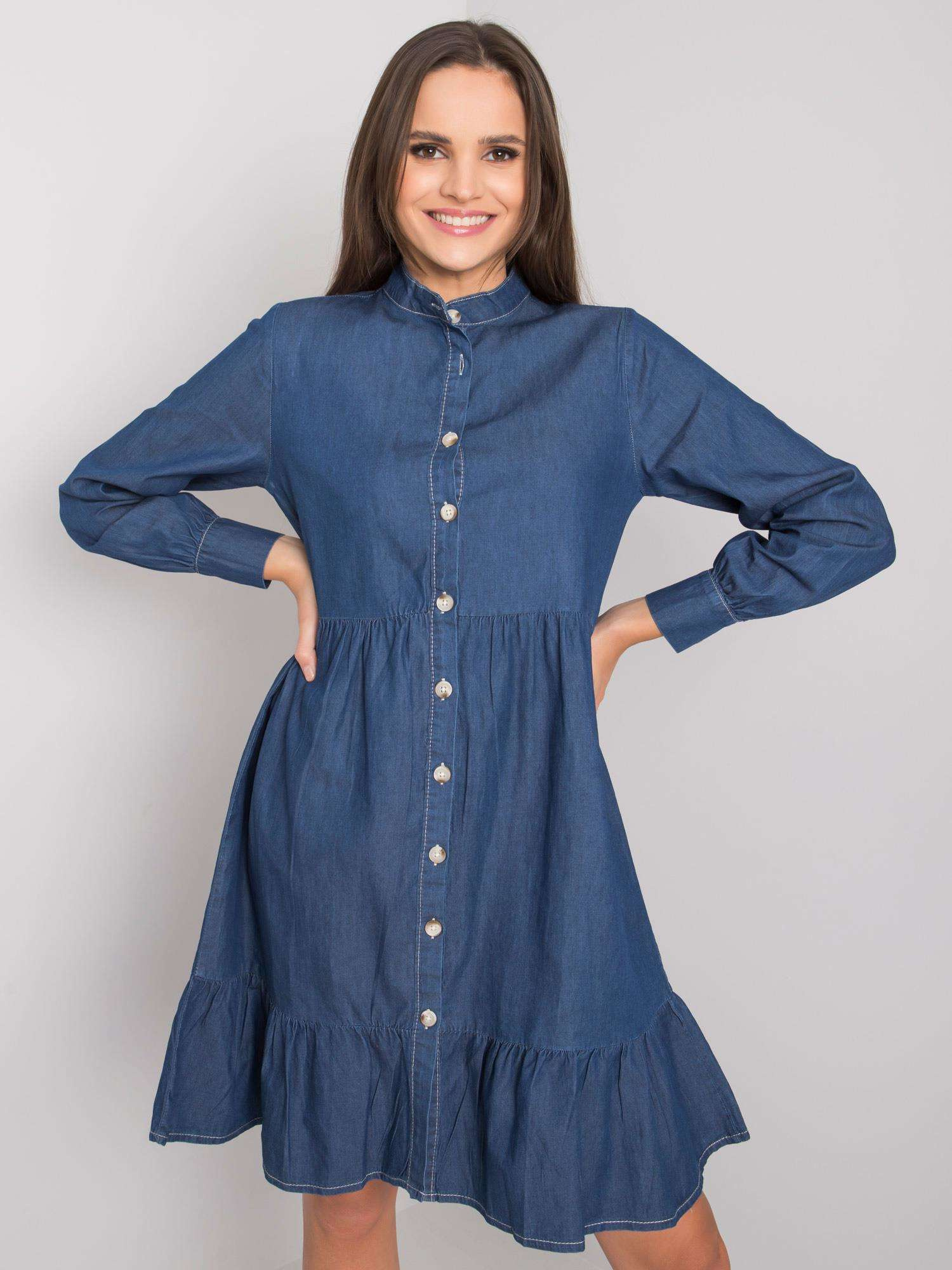Modré džínsové dámske šaty s gombíkmi RO-SK-ELB-01.54P-blue Veľkosť: 2XL