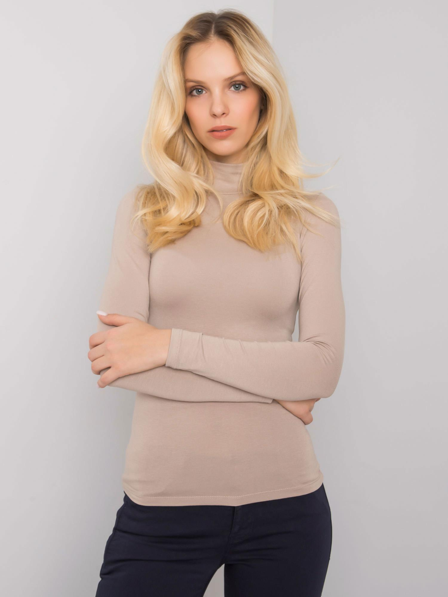 Béžové tričko so stojačikom RV-BZ-5210.19-beige Veľkosť: S