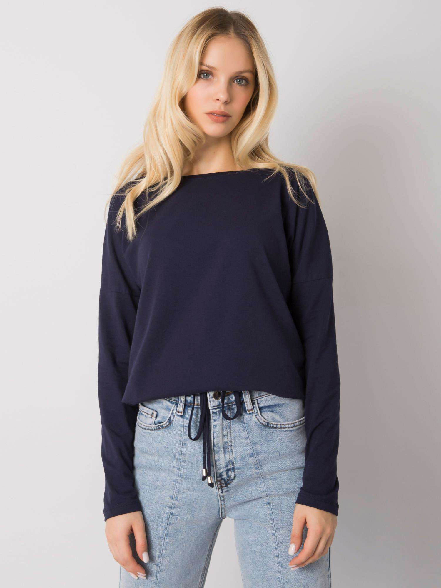 Tmavomodré dámske tričko so šnúrkou na stiahnutie RV-BZ-5122.08P-dark blue Veľkosť: XS