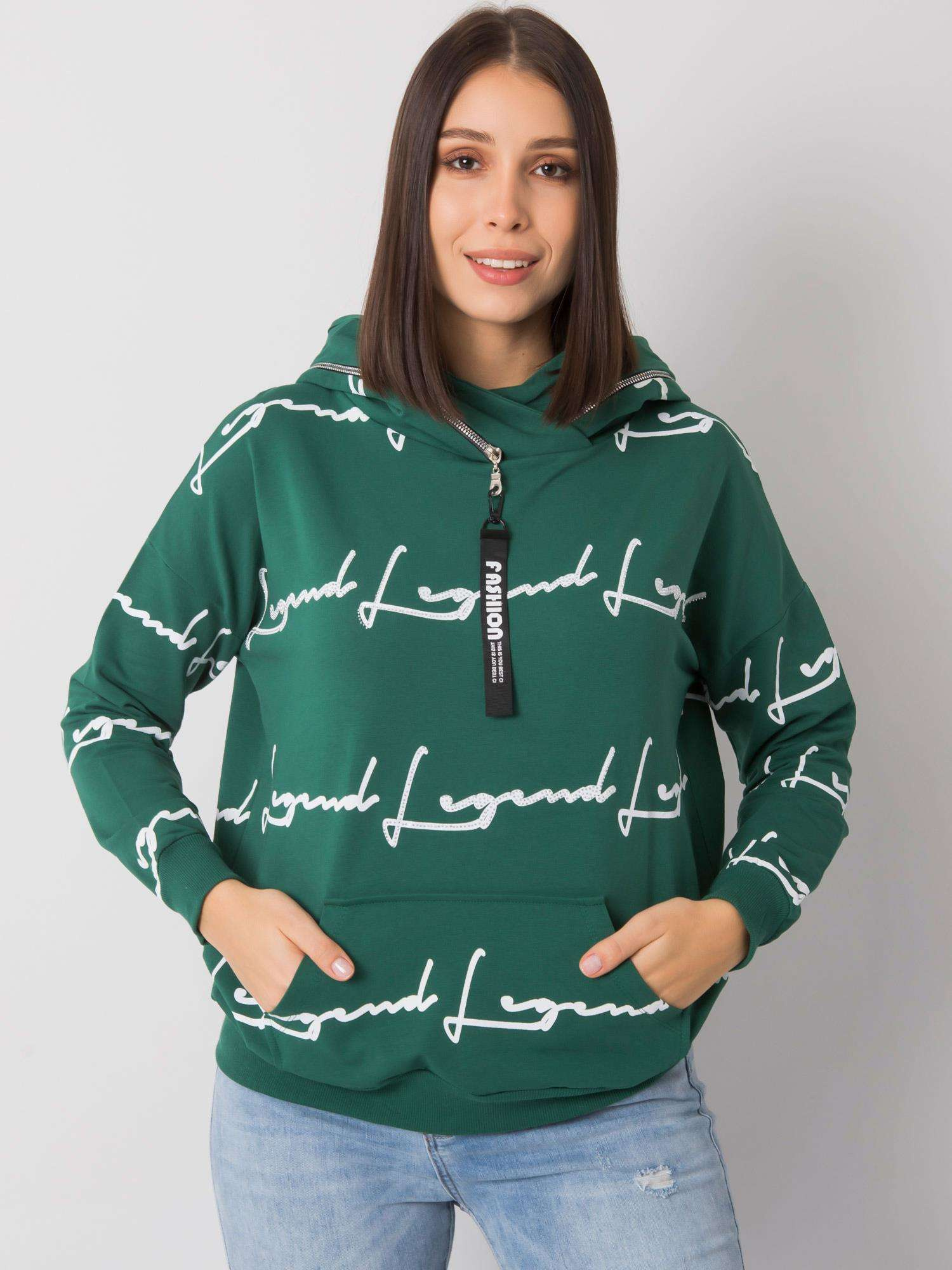 Zelená mikina Jossy s nápismi "Legend" -RV-BL-7127.27-green Veľkosť: ONE SIZE