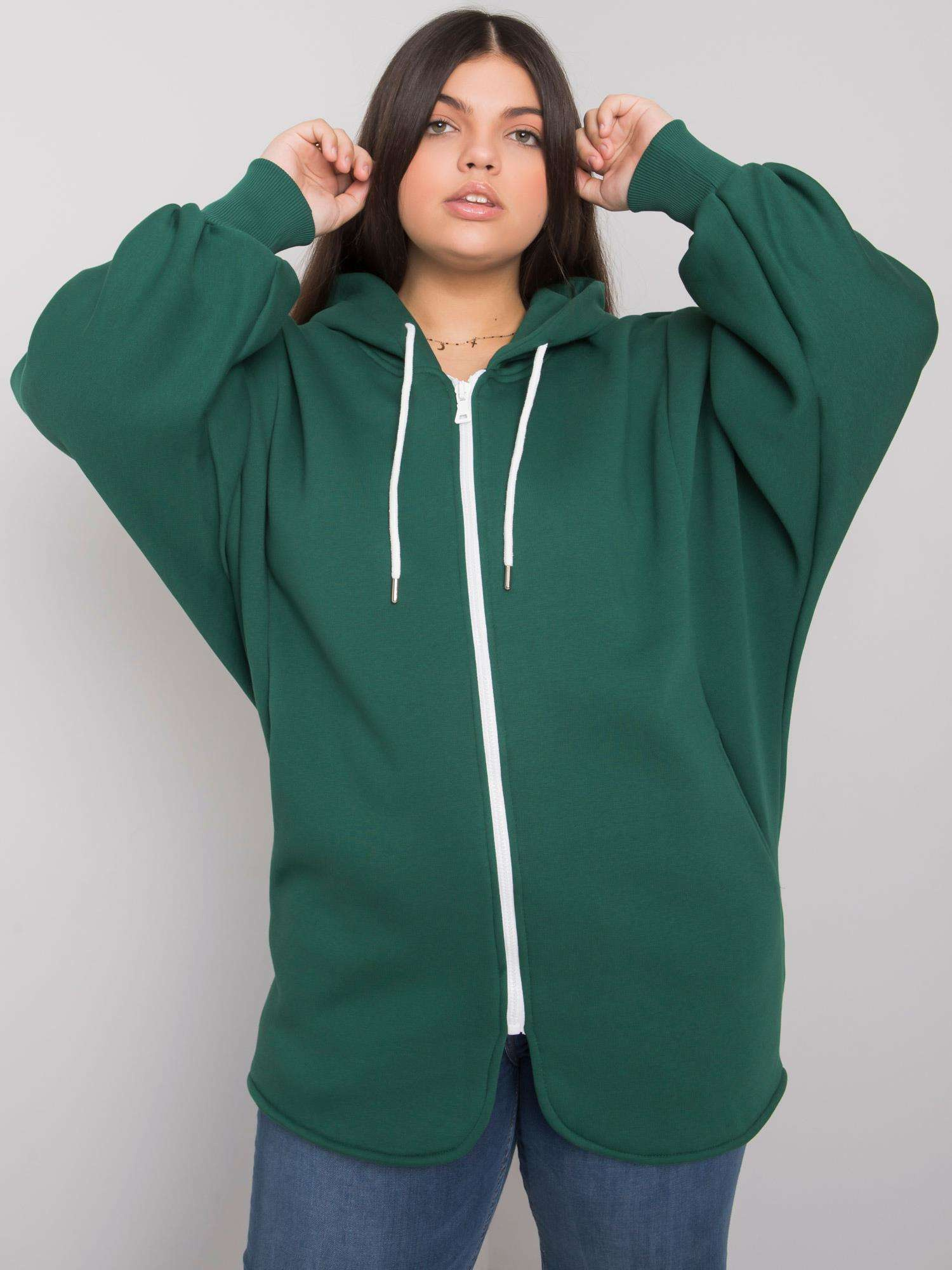 Tmavozelená basic mikina Ella so zapínaním na zips RV-BL-7282.22P-dark green Veľkosť: ONE SIZE