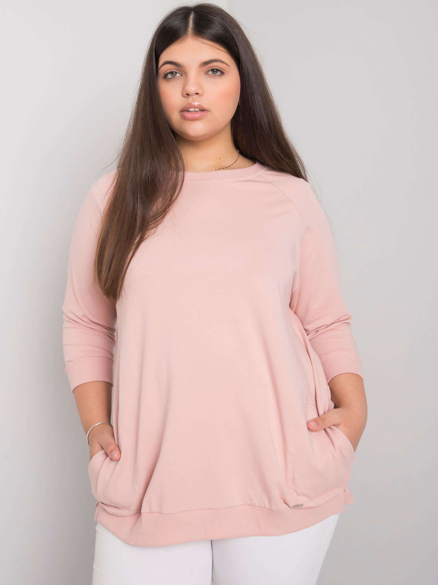 PÚDROVÉ  BASIC TRIČKO EMMA S RAGLÁNOVÝMI RUKÁVMI RV-BZ-7044.66P-POWDER PINK Veľkosť: ONE SIZE