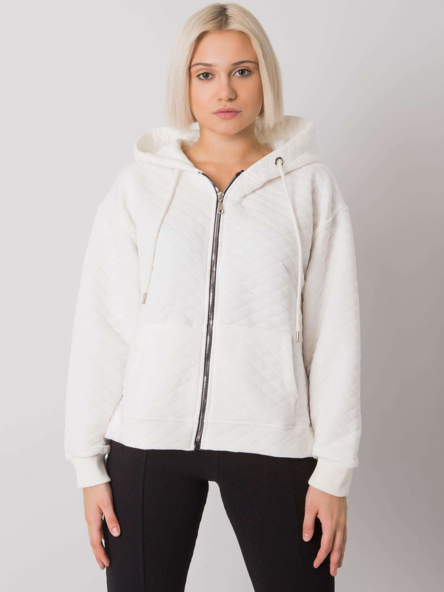 Smotanová dámska mikina na zips s kapucňou RV-BL-7451.23-ecru Veľkosť: S/M