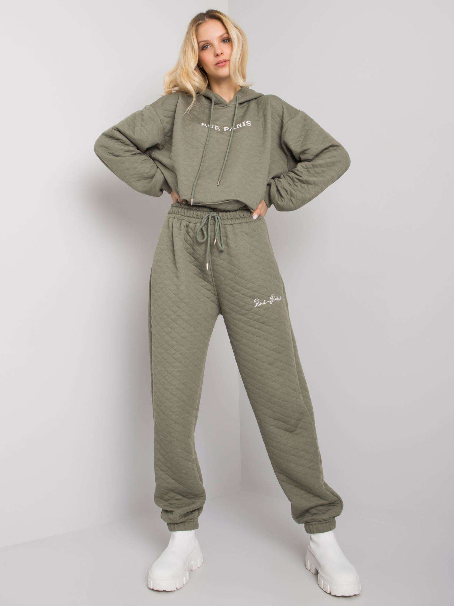 KHAKI DÁMSKE PREŠÍVANÉ TEPLÁKY S NÁPISOM RV-DR-7445.03X-KHAKI Veľkosť: S/M