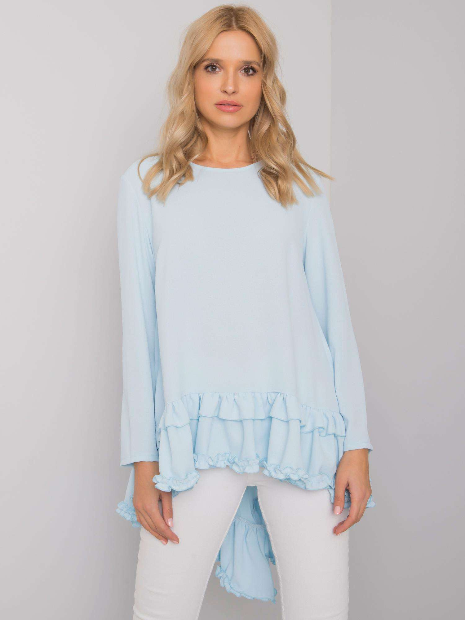 Svetlomodré asymetrické tričko s volánikmi CHA-BZ-1801.47-light blue Veľkosť: S/M