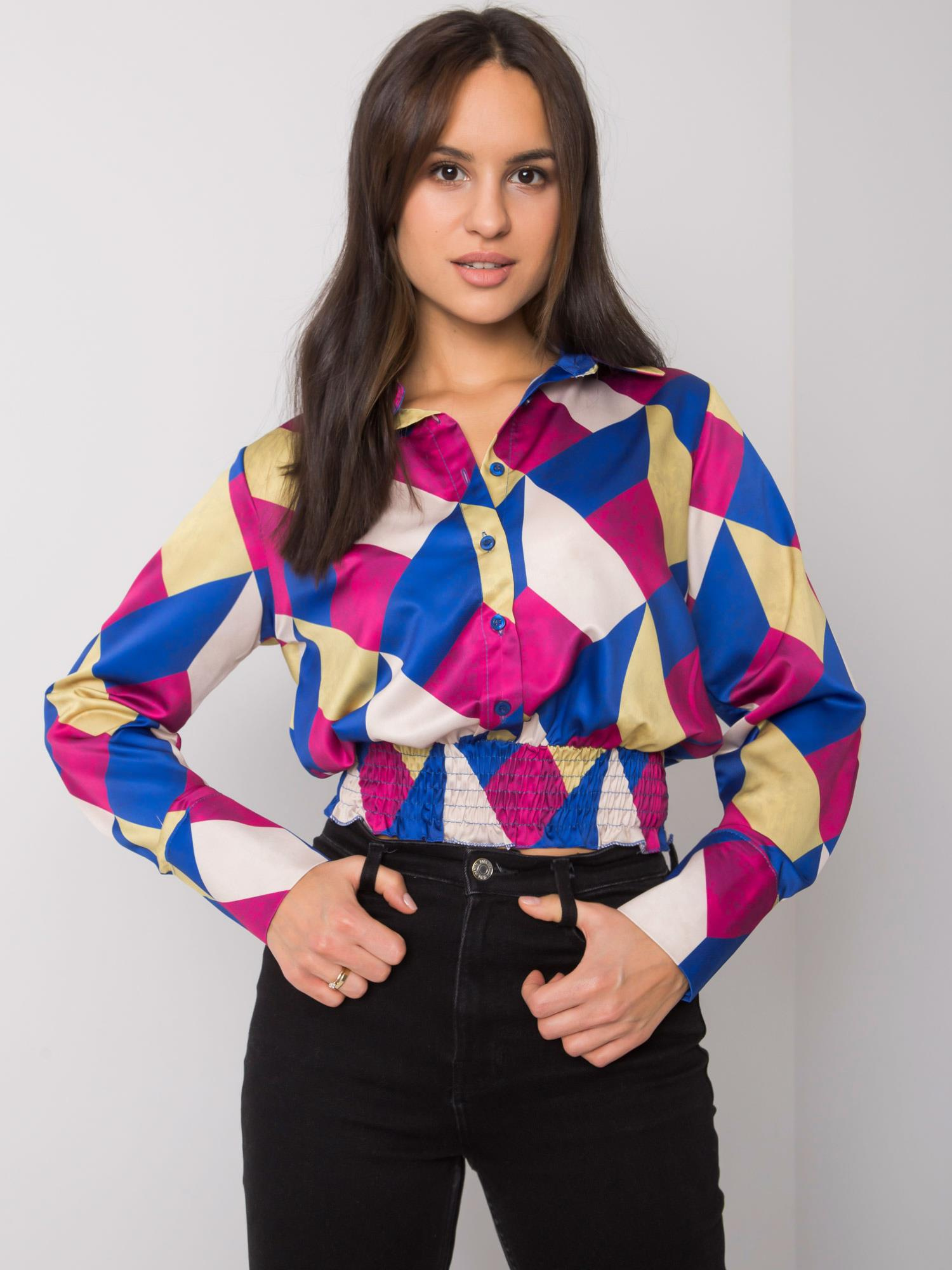 Farebná košeľová blúzka Grizella DHJ-BZ-15251.82-multicolour Veľkosť: ONE SIZE