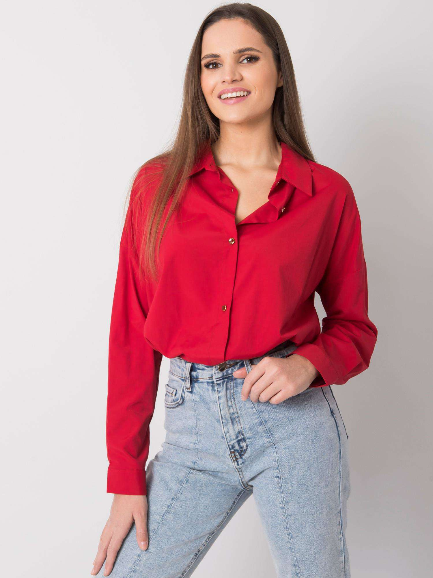 Bordó dámska oversize košeľa s dlhými rukávmi EM-KS-004.42-bordo Veľkosť: ONE SIZE