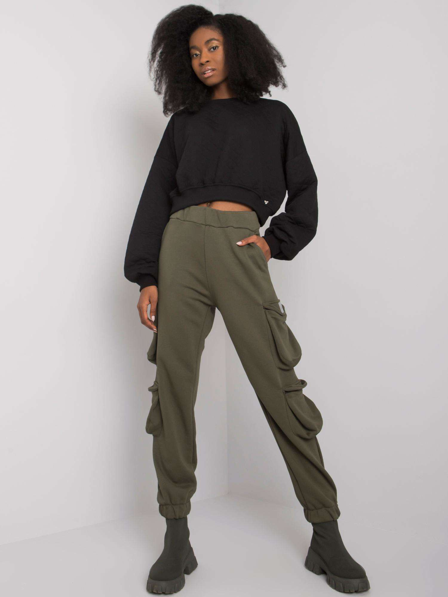 Khaki cargo nohavice Mila RV-DR-7364.01P-khaki Veľkosť: S/M