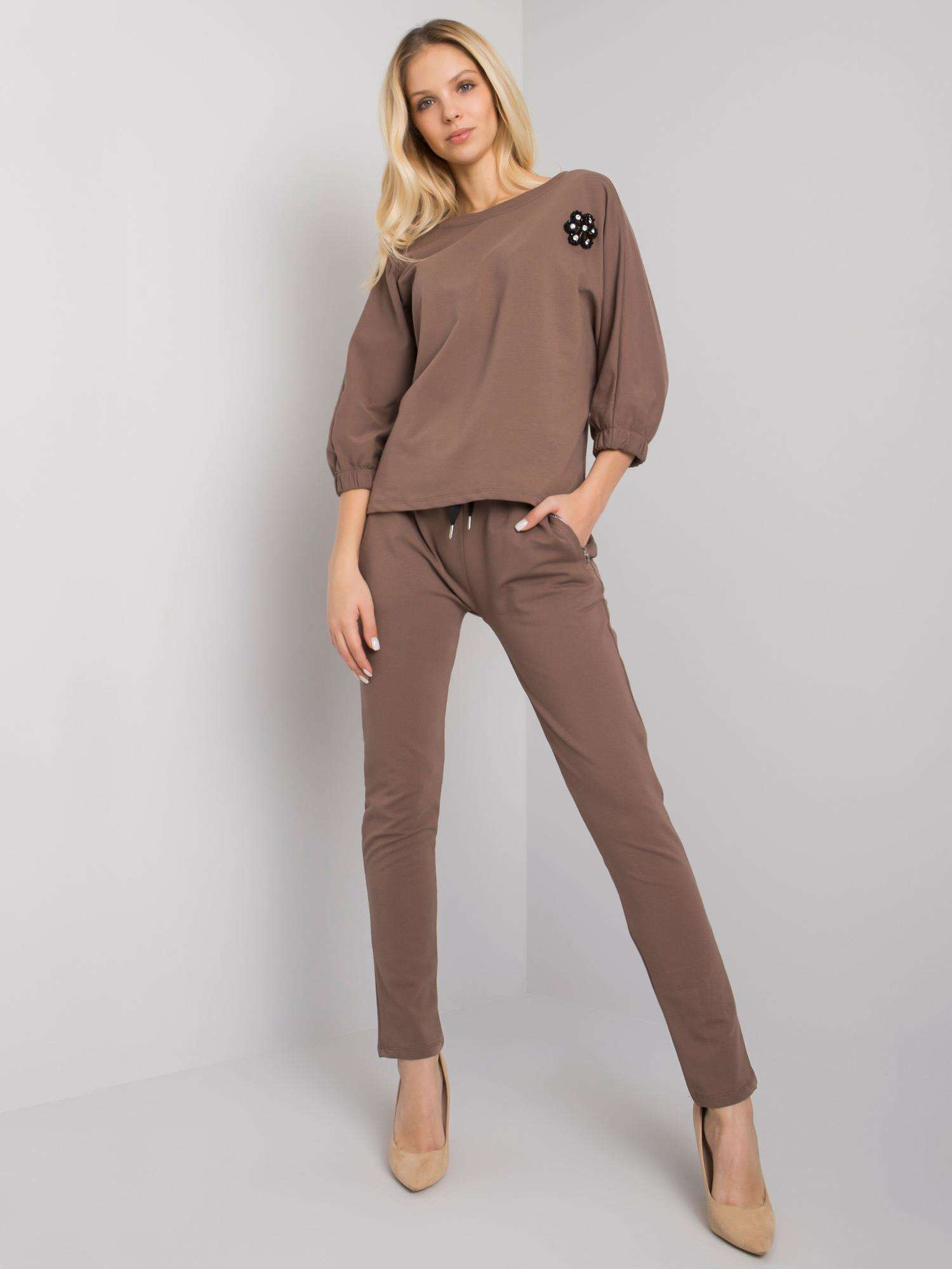 Hnedá dámska tepláková súprava RV-KMPL-7363.25P-brown Veľkosť: S/M