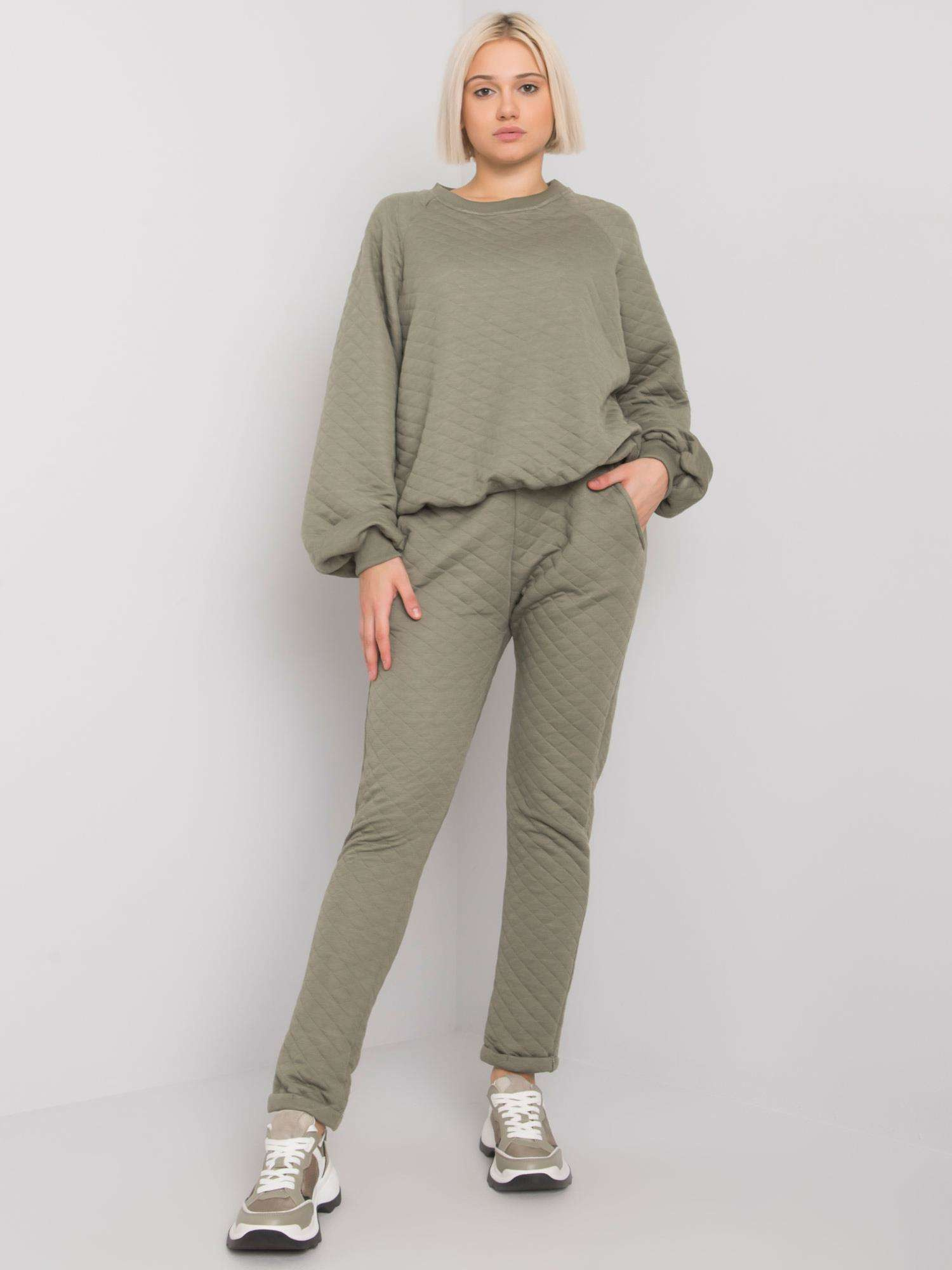 Khaki dámska prešívaná tepláková súprava RV-KMPL-7448.28-khaki Veľkosť: L/XL