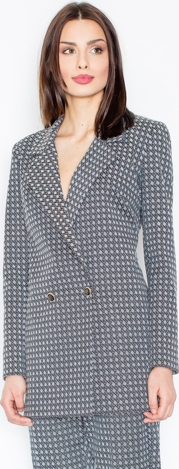 Dámske sivé sako so vzorom M437 Jacquard Veľkosť: L