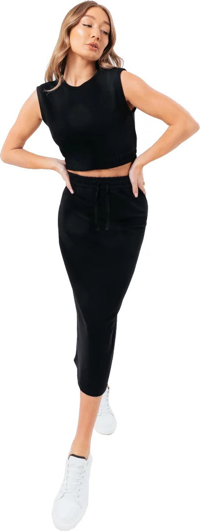 Čierna dámska súprava sukne a topu Justhype Sweat Midi Skirt Loungewear Set LABON008 Veľkosť: 36