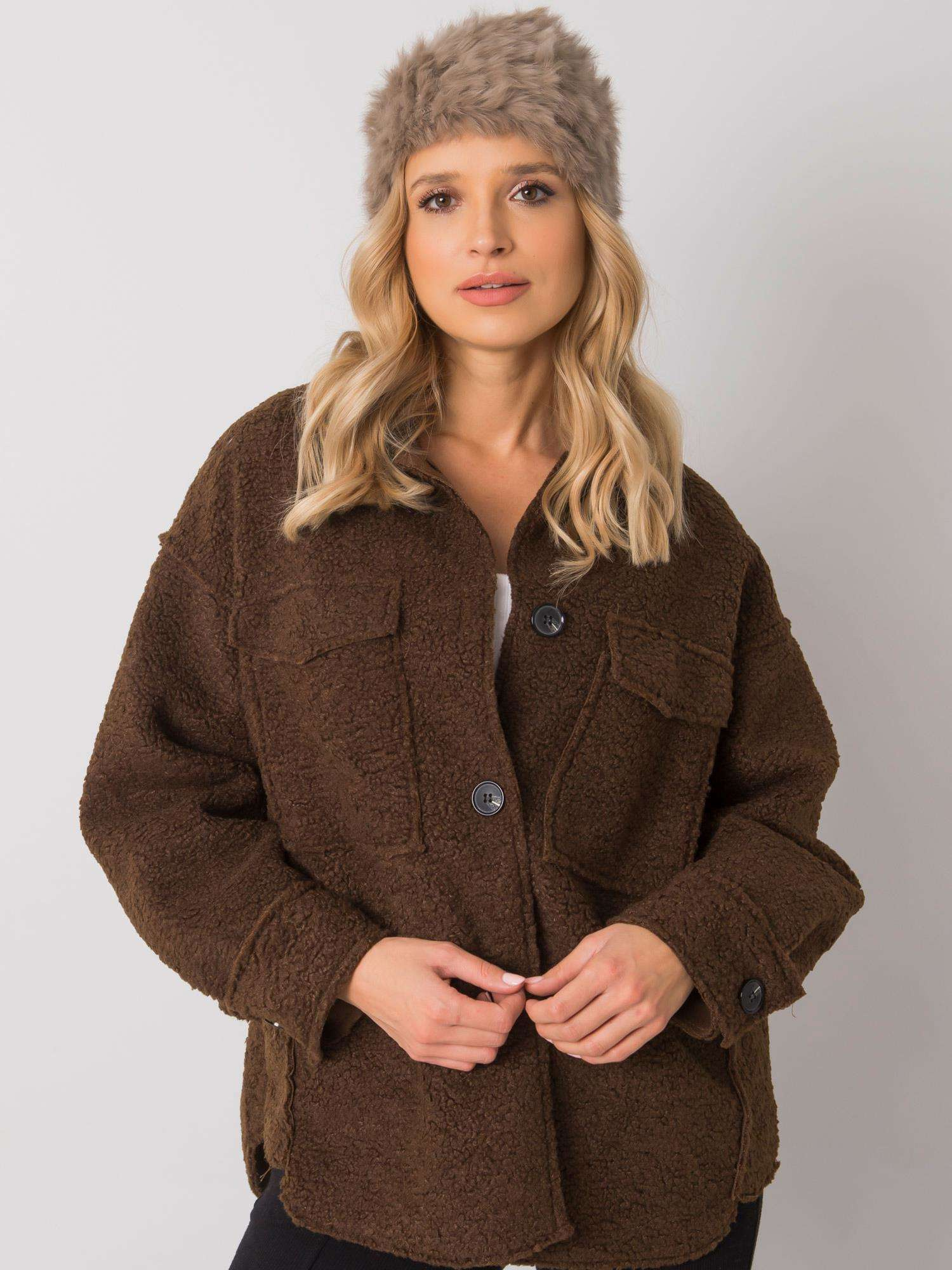 Tmavobéžová kožušinová čiapka AT-CZ-16801.38-dark beige Veľkosť: ONE SIZE