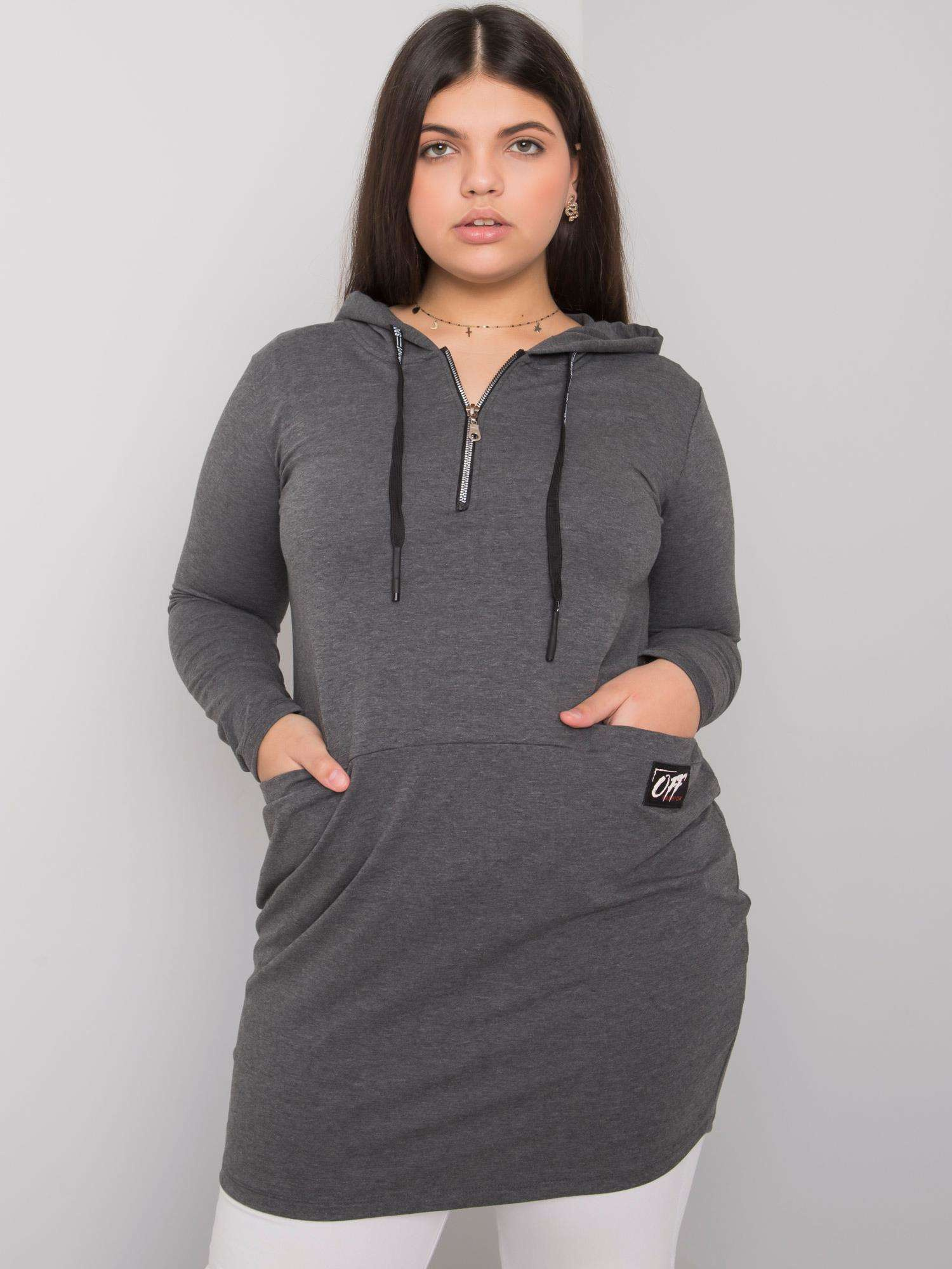 Tmavosivá oversize tunika Kierra s kapucňou a zipsom RV-TU-7238.36-dark grey Veľkosť: ONE SIZE