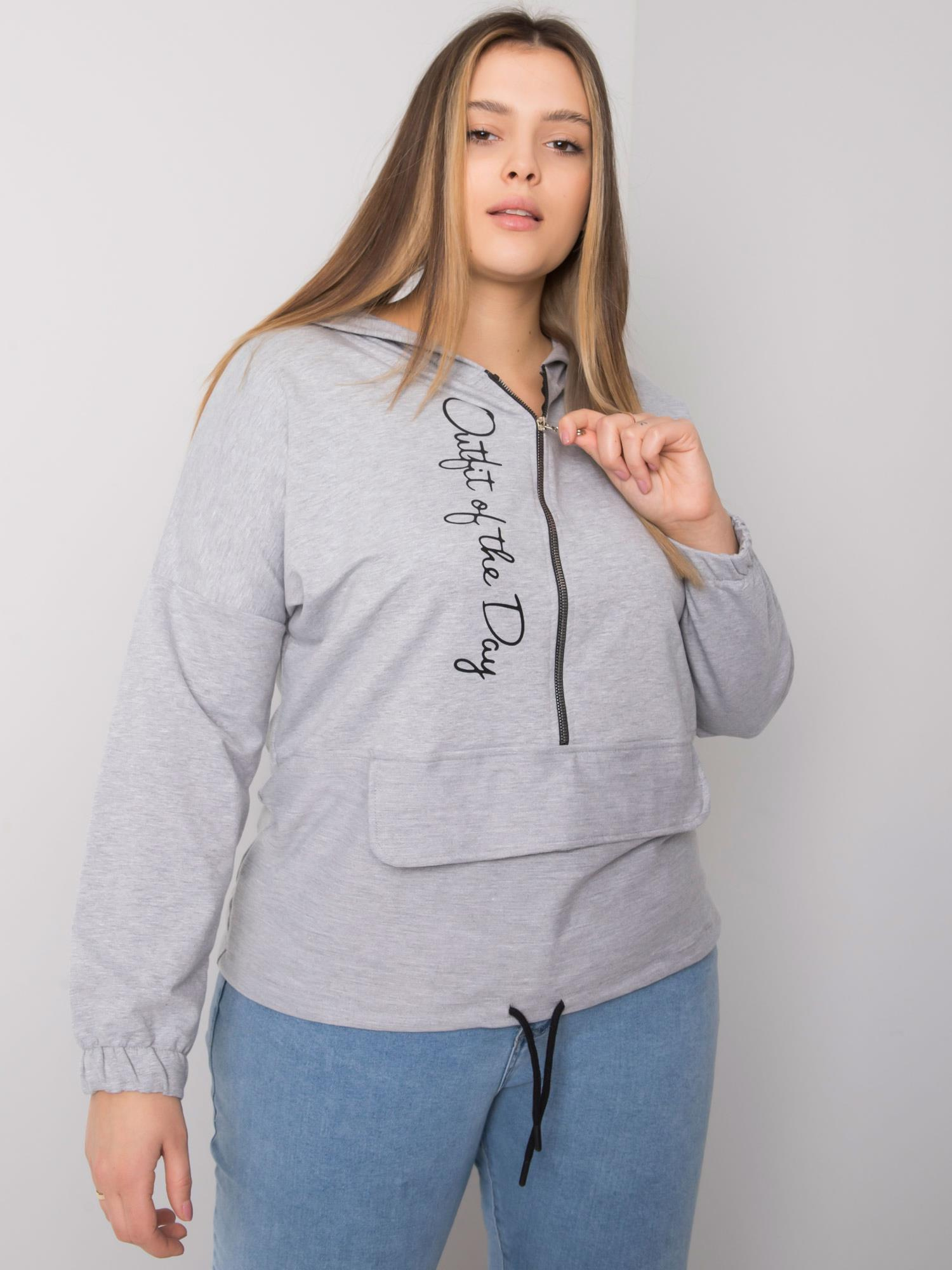 Svetlosivá dámska mikina so zipsom RV-BL-7179.27-gray Veľkosť: ONE SIZE